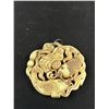 Image 2 : Hand Carved Fish Lotus Leaf Pendant 2 Sided 2.5"