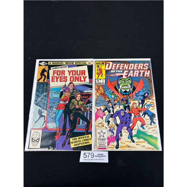 2 Issues #1 Comics Defenders of the Earth and James Bond For Your Eyes Only