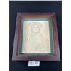 Image 1 : Vintage Origianl Pencil Painting w/ Original Wood Frame