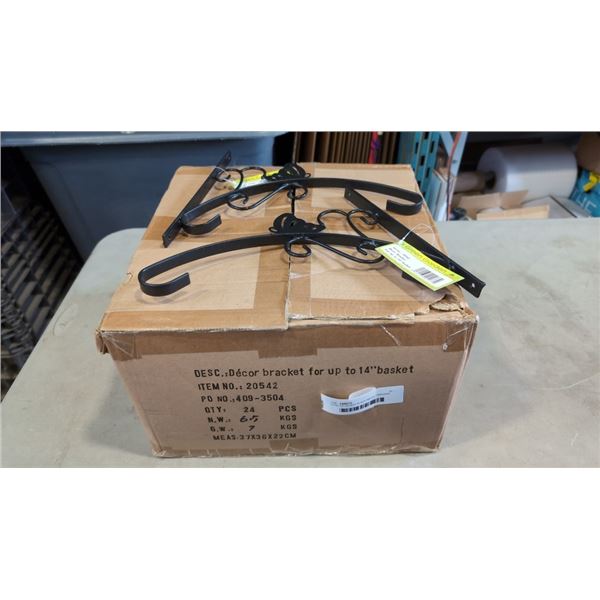CASE OF 24 NEW BLACK METAL HANGING BASKET BRACKETS