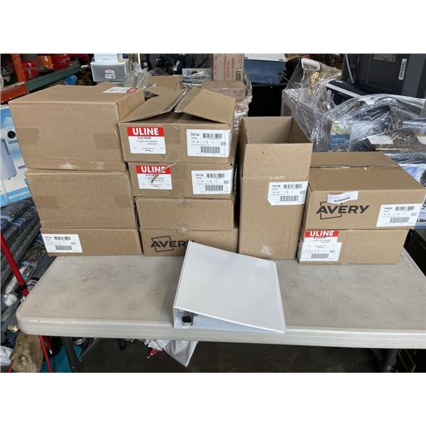 LARGE LOT OF NEW ULINE BINDEWRS, 2 INCH AND 3 INCH
