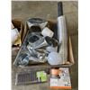 Image 2 : 3 LARGE TRAYS OF ASSORTED UNUSED BUILDING SUPPLY, PLUMBING P-TRAPS, HVAC CONNECTORS, CABINBET HARDWA