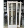 Image 1 : 2 30 INCH X 80 INCH GLASS POCKET OR FRENCH DOORS, WITH BRASS LEADED GLASS INSERTS