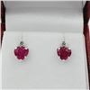 Image 2 : 10KT WHITE GOLD NATURAL ENHANCED RUBY (2CT) WITH NATURAL AQUAMARINE HEART SHAPE EARRING, RETAIL $450