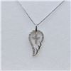 Image 2 : STERLING SILVER NATURAL DIAMOND (0.07CT) ANGLE WING WITH CROSS PENDANT AND STERLING SILVER CHAIN, W/