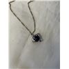 Image 2 : 925 STERLING SILVER DOLPHINS AROUND AMETHYST STONE BEADED PENDANT W/ STAINLESS STEEL CHAIN NECKLACE