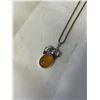 Image 2 : VINTAGE STERLING SILVER WITH AMBER PENDANT NECKLACE