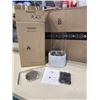 Image 1 : NEW MINI TABLETOP FIREPLACE, GLASS WITH STONE BASE, 12" TALL, 6" X 6" , ROCKLS AND ACCESSORIES INCLU