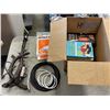 Image 1 : BOX OF ESTATE GOODS, TABLE LAMP, MATTRESS BAGS AND MORE