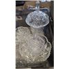 Image 2 : HEAVY CUT CRYSTAL BOWL, LIDDED DISHES AND GLASS TRAYS
