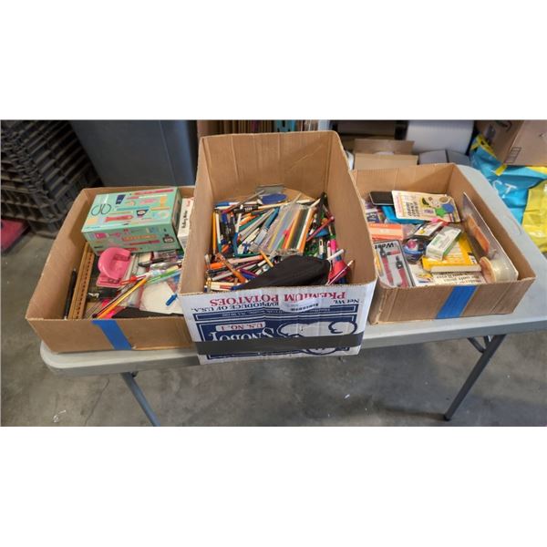 3 TRAYS OF OFFICE SUPPLIES