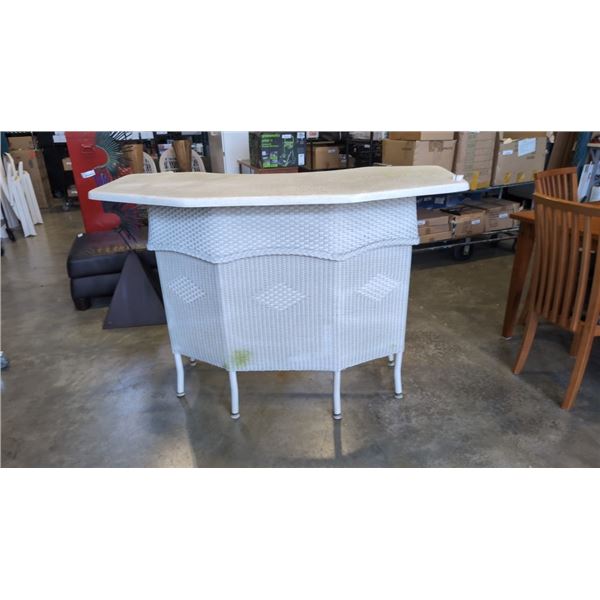 PATIO BAR UNIT, 59 INCH WIDE AND BARSTOOL