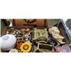 Image 2 : TABLETOP FOUNTAIN, AND TRAY OF COLLECTIBLES, BRASS, SUNFLOWER CANDLEW HOLDERS ETC