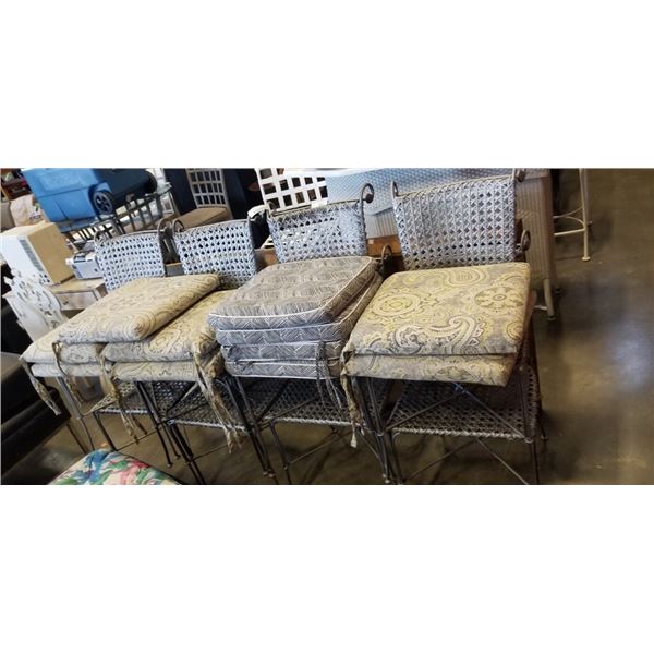 SET OF 8 OUTDOOR RATTAN AND METAL PATIO CHAIRS