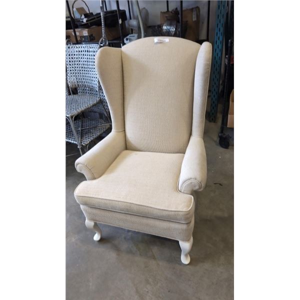 BEIGE WINGBACK CHAIR