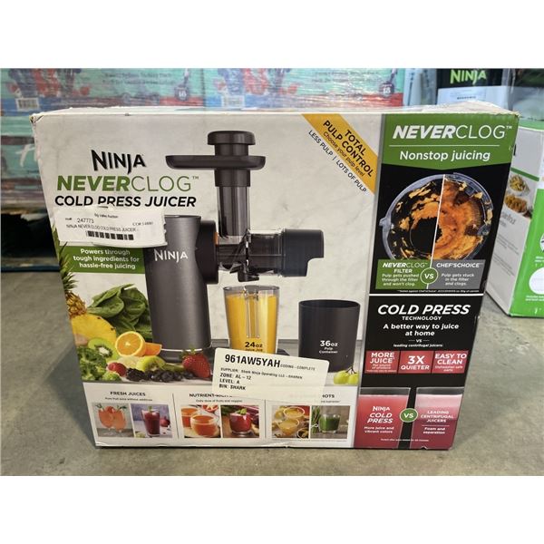 NINJA NEVER CLOG COLD PRESS JUICER - TESTED WORKING, RETAIL $189
