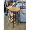 Image 2 : WOOD AND METAL BAR STOOL WITH WOOD AND METAL SHELF