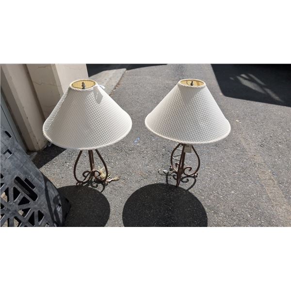 PAIR OF WROUGHT IRON TABLE LAMPS