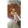Image 2 : TEAK SALAD BOWL WITH UTENSILS