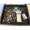 Image 2 : SHADOW BOX WITH JEWELRY AND PARTS, WITH COMPLETE "DIAMOND JUBILEE KEEPSAKE FOLDERS" STAMP COPLLECTIO