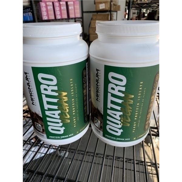 2 NEW MAGNUM QUATTRO VEGAN PLANT PROTEIN ISOLATE DRINK MIX, CHOCOLATE, 2LBS EACH