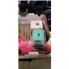 Image 2 : ASSORTED BEAUTY PRODUCTS AND BASKET WITH HAIR STYLING TOOLS