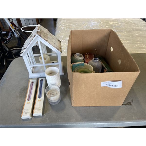 BOX OF CANDLES AND LANTERN HOUSE