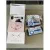 Image 2 : NEW BASKET WITH GUA SHA SETS x3 (AMETHYST, JADE, PINK QUARTZ) CLAY EYE MASKS x3 - RETAIL $185