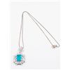 Image 1 : NEW, CUBIC ZIRCONIA BLUE GEM PENDANT/NECKLACE