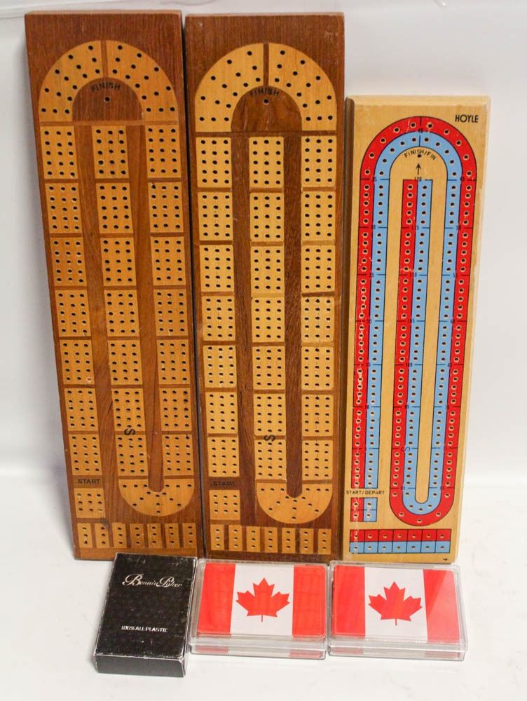 3 CRIB BOARDS & CARDS