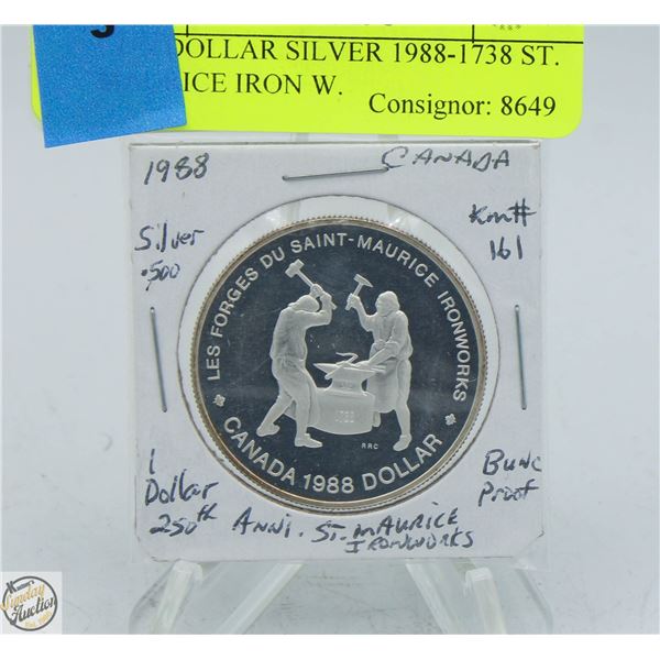 CDN DOLLAR SILVER 1988-1738 ST. MAURICE IRON