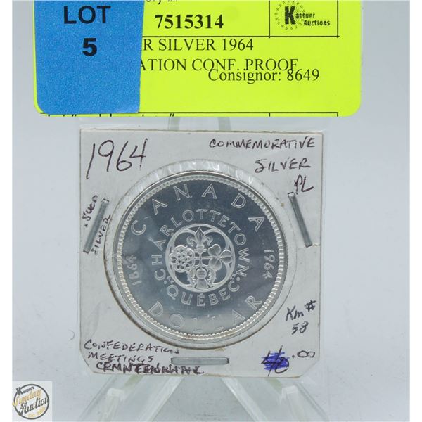 CDN DOLLAR SILVER 1964 CONFEDERATION CONF. PROOF