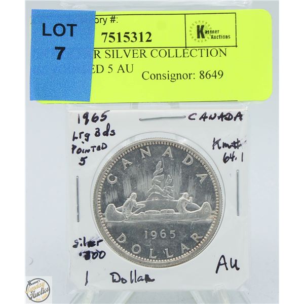 CDN DOLLAR SILVER COLLECTION 1965 POINTED 5