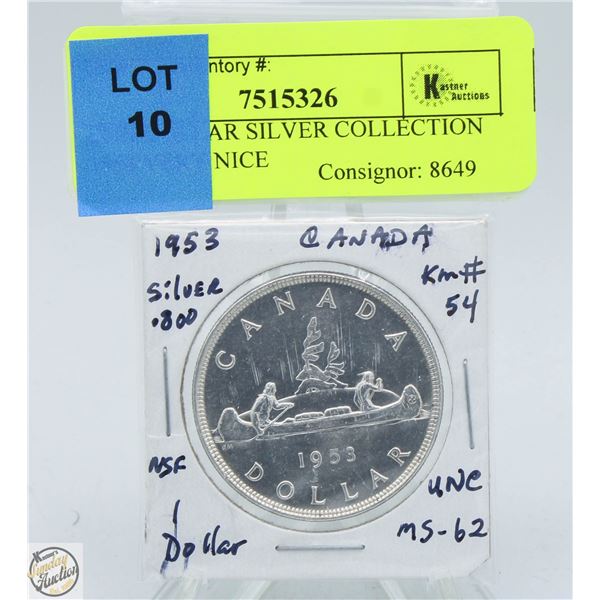 CDN DOLLAR SILVER COLLECTION 1953