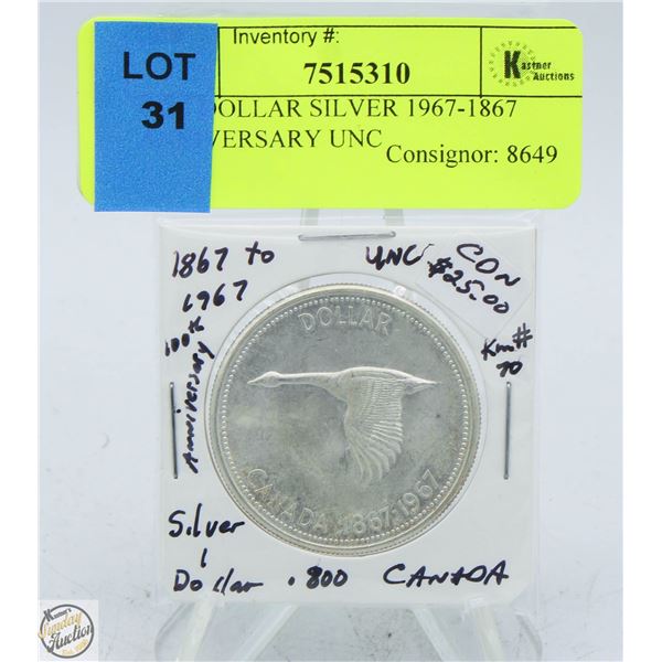 CDN DOLLAR SILVER 1967-1867 ANNIVERSARY