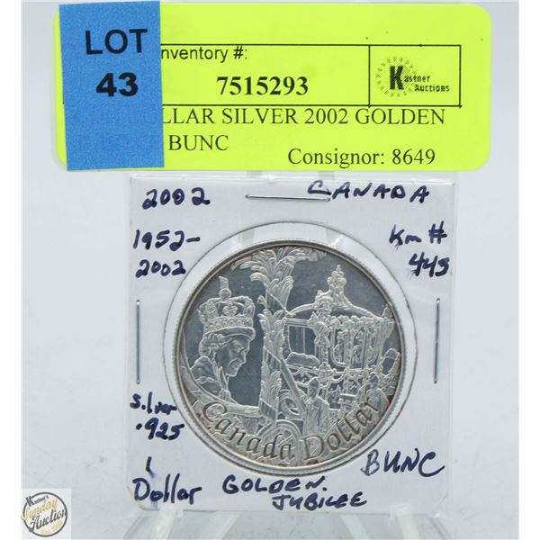 CDN DOLLAR SILVER 2002 GOLDEN JUBILEE UNC