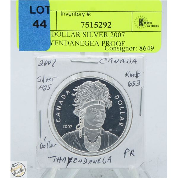 CDN DOLLAR SILVER 2007 THAYENDANEGEA PROOF