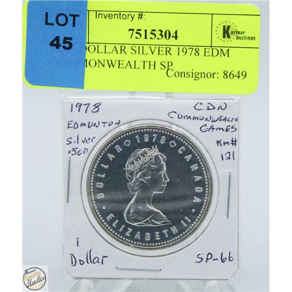 CDN DOLLAR SILVER 1978 EDM COMMONWEALTH SP