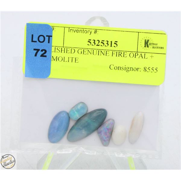 POLISHED GENUINE FIRE OPAL + AMMOLITE