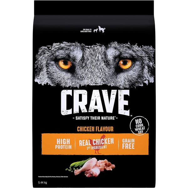 5.44KG BAG OF CRAVE REAL CHICKEN GRAIN FREE DOG