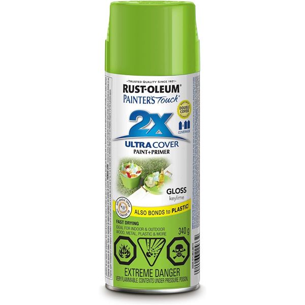 THREE 340G CANS OF RUST-OLEUM GLOSS KEYLIME