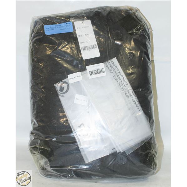 NEW LARGE BLACK JACKET WITH FAUX FUR HOOD