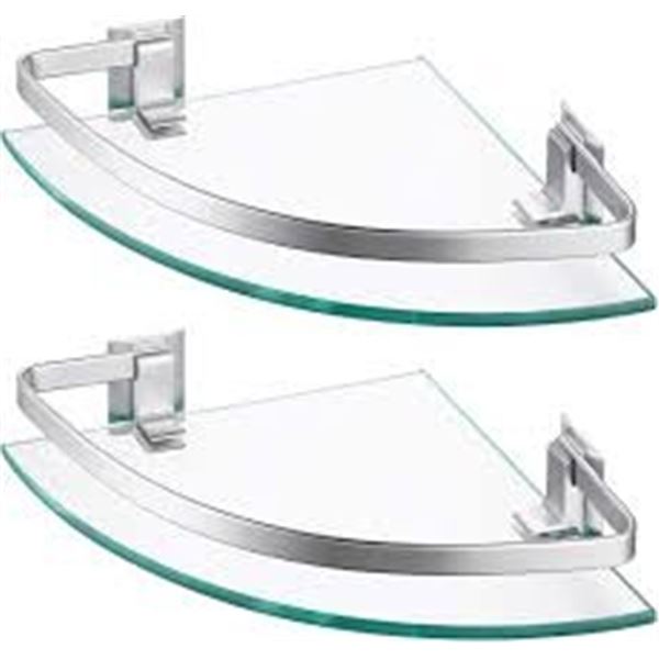 NEW 2 PACK KES GLASS SHELF