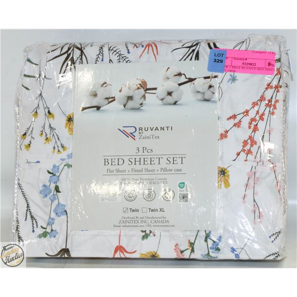 NEW 3 PIECE RUVANTI BED SHEET SET TWIN