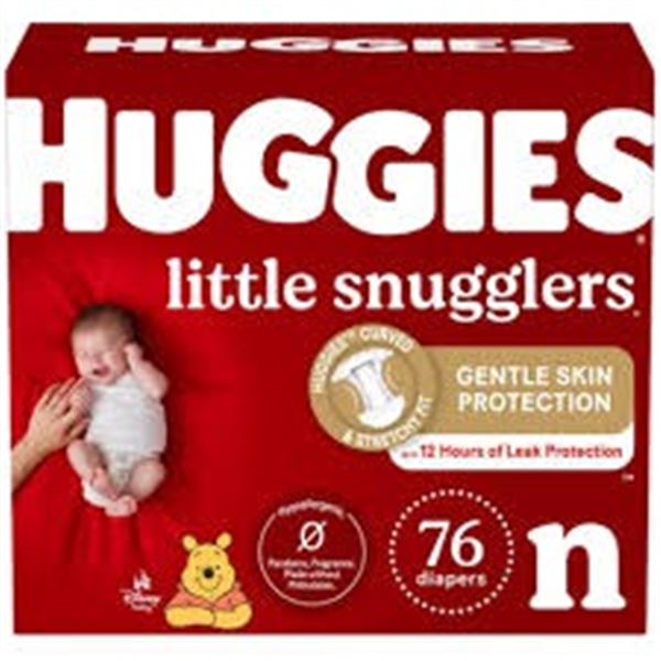 NEW 76 DIAPERS HUGGIES LITTLE SNUGGLERS NB SIZE