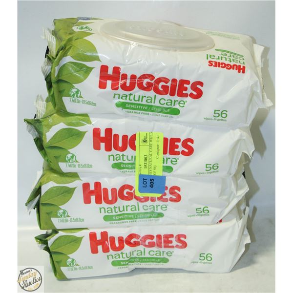 224 HUGGIES NATURAL CARE WIPES (4 PACKS OF 56)