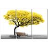 Image 1 : NEW YELLOW TREE 3 PANEL CANVAS WALL HANGING SET