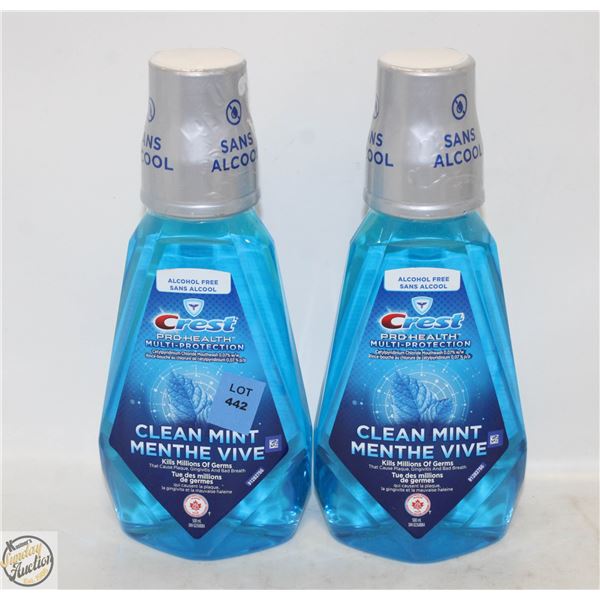 TWO 500ML BOTTLEES OF CREST PRO-HEALTH MOUTHWASH