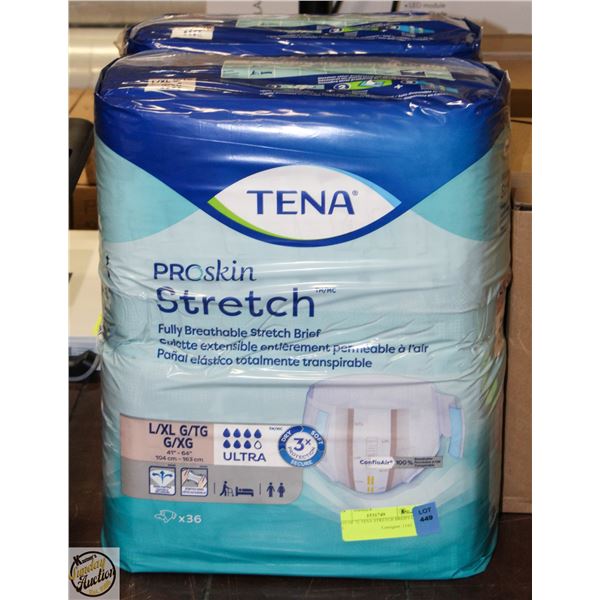 LOT OF 72 TENA STRETCH BREIFS L / XL