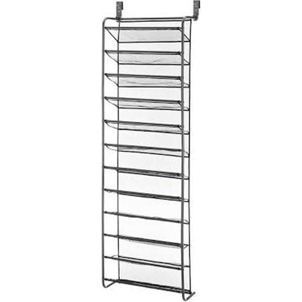 NEWLY ASSEMBLED WHITMOR 36-PAIR OVER THE DOOR RACK